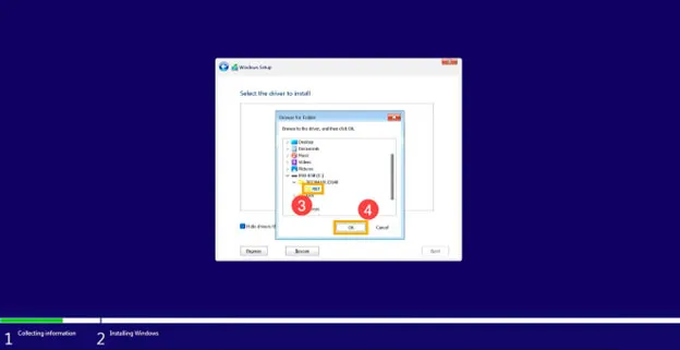 Trỏ đường dẫn đến thư mục RST đã giải nén để khắc phục lỗi không hiện ổ cứng khi cài win