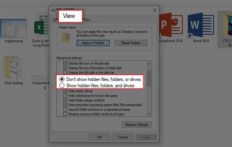Bật hiển thị file ẩn thông thường