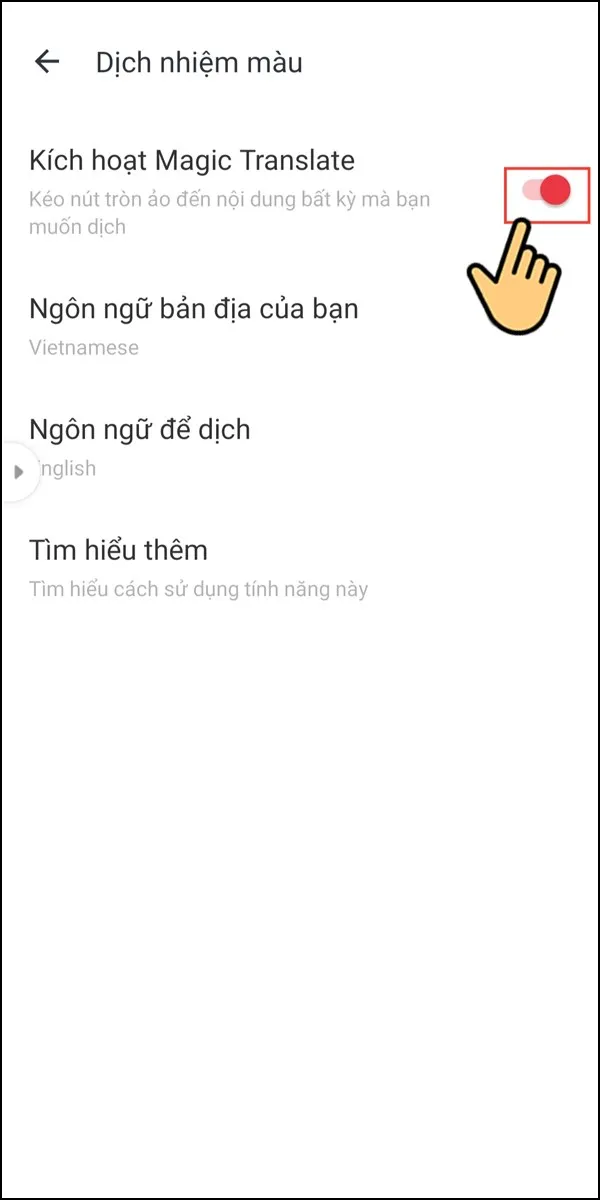 báº¡n chá»n Kích hoáº¡t Magic Translate.