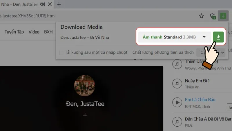 Lá»±a chá» n cháº¥t lÆ°á»£ng táº£i nháº¡c > Tiáº¿p tá»¥c chá» n biá»ƒu tÆ°á»£ng táº£i vá»