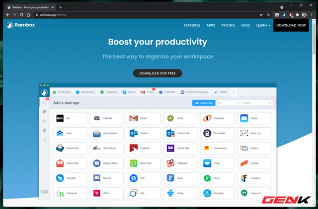 Quản lý nhiều ứng dụng chat trên Rambox