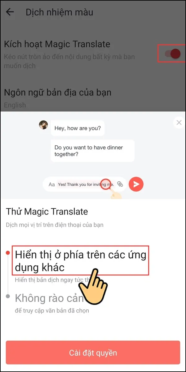 chá»n Hiá»‡n thá»‹ á»Ÿ trên các á»©ng dá»¥ng khác. 