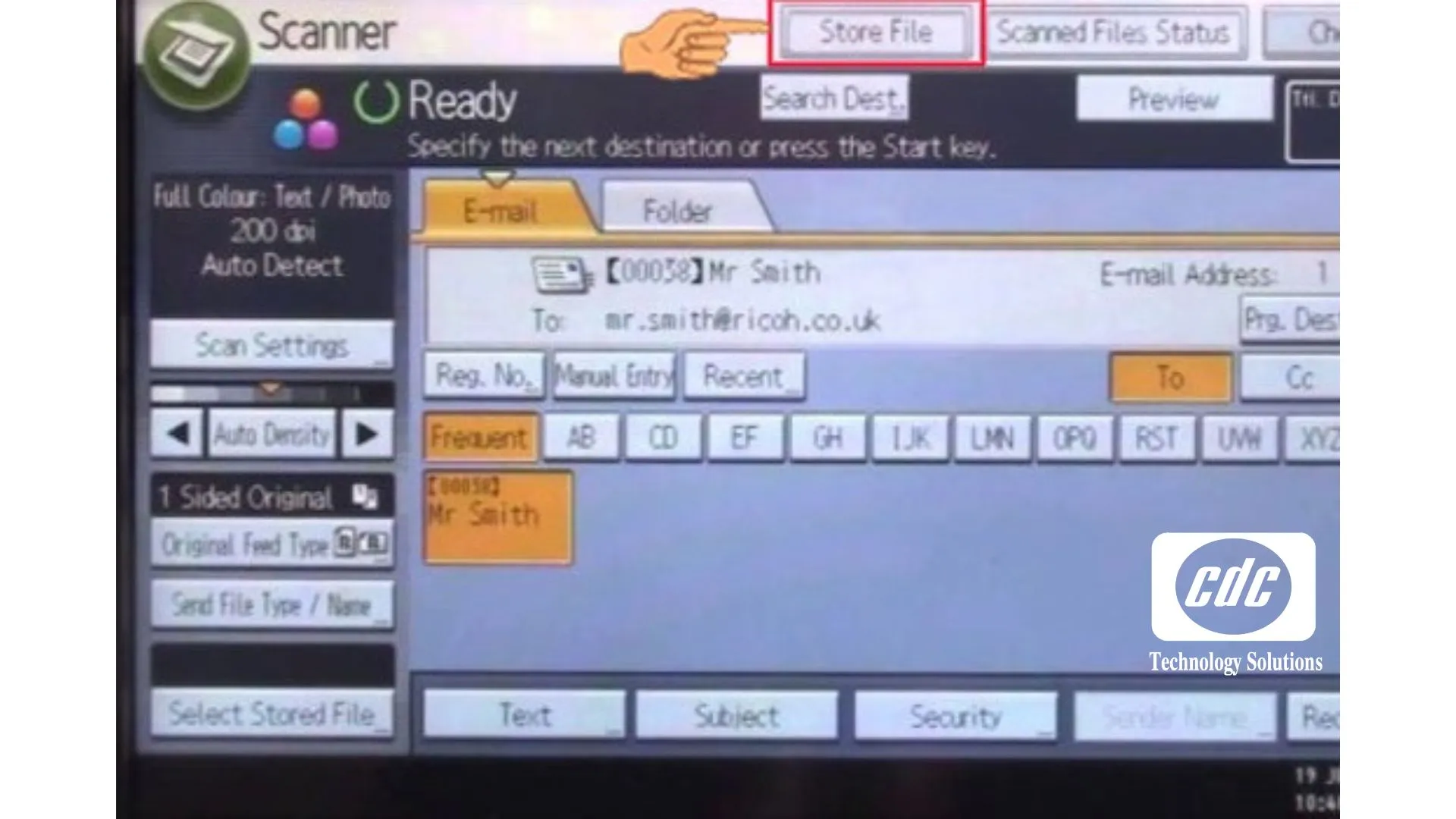 Giao diện scan trên máy photo Ricoh