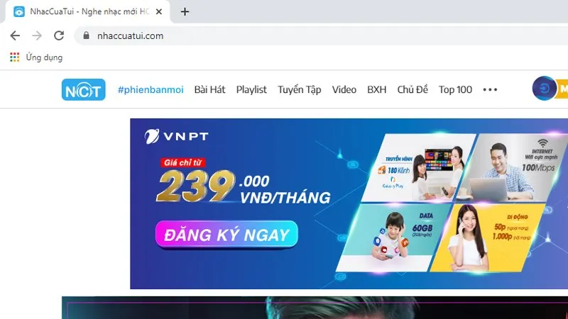 Má»Ÿ trình duyá»‡t Google Chrome > Truy cáº­p vào web nháº¡c