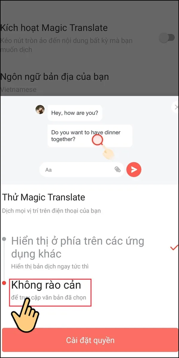 Chá»n má»¥c Không rào cáº£n.