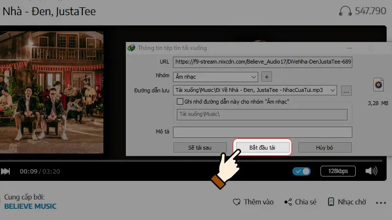 Nháº¥n chá» n Báº¯t Ä‘áº§u táº£i Ä‘á»ƒ lÆ°u bài hát vá»  thiáº¿t bá»‹