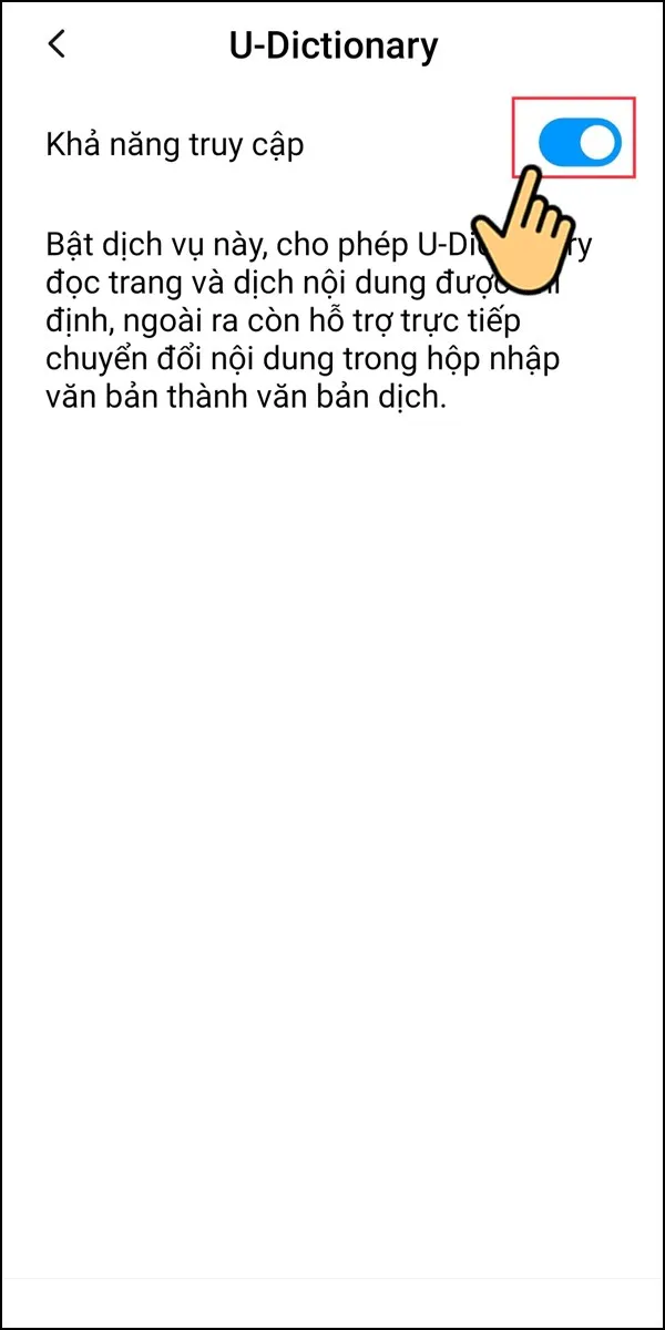 chá»n U - Dictionary và kích hoáº¡t Kháº£ nÄƒng truy cáº­p