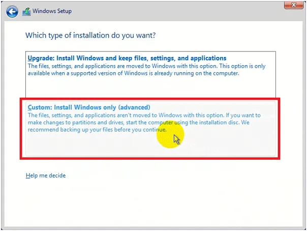 Giao diện lựa chọn phân vùng ổ đĩa khi chuyển sang Windows 7