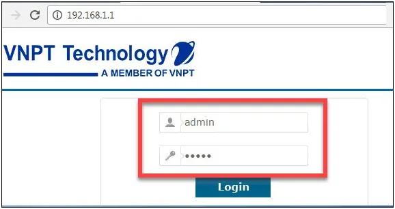 Giao diện đăng nhập modem VNPT iGate GW040