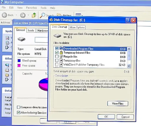 Giao diện công cụ Disk Cleanup tích hợp sẵn trên hệ điều hành Windows