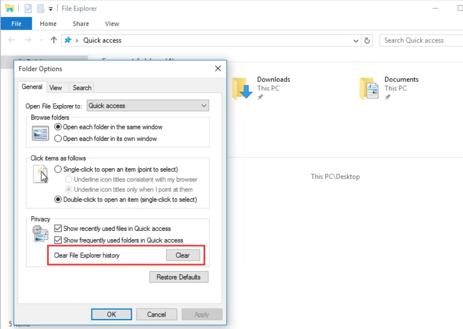 Dọn dẹp lịch sử và bộ nhớ đệm trình duyệt để tăng tốc trải nghiệm lướt web