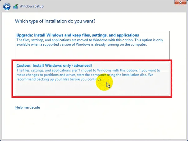 Chọn phương thức cài đặt Custom - Hình 5