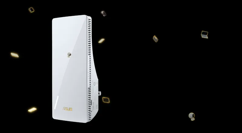 Asus RP-AX56 chuẩn WiFi 6 AX1800 với thiết kế đứng, 2 ăng-ten nội và hỗ trợ công nghệ AiMesh