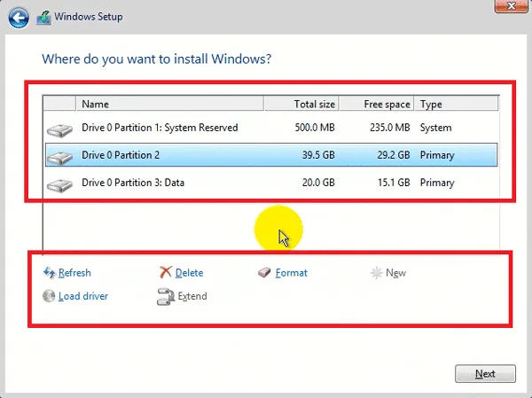 Danh sách các phân vùng hiện có - Hình 6