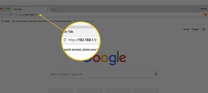 Nhập địa chỉ IP router vào trình duyệt