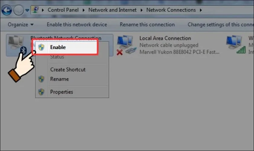Bật Bluetooth Network Connection