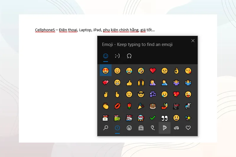 Bảng chọn emoji trên Windows
