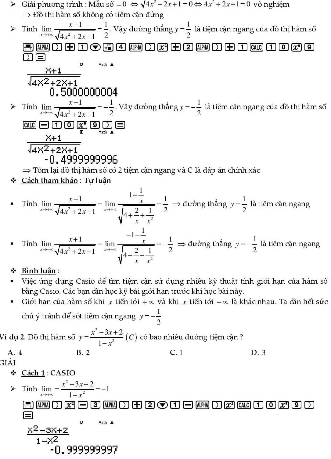 Nhập biểu thức hàm số vào máy tính cầm tay trước khi kiểm tra giới hạn