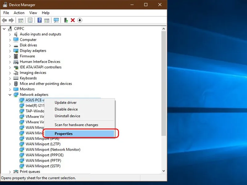 Mở Device Manager để quản lý và gỡ bỏ driver thiết bị trên Windows 10