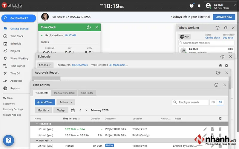 TSheets là phần mềm chấm công cung cấp một giải pháp quản lí nhân sự mạnh mẽ