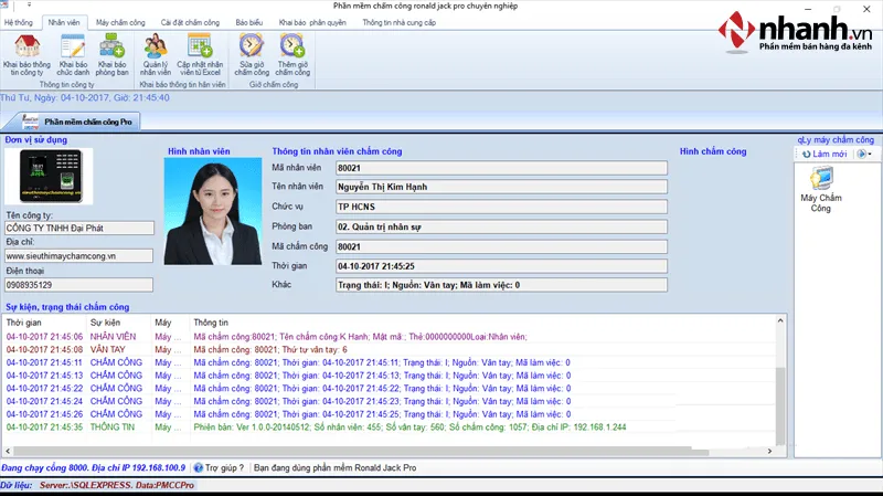 Ronald Jack Pro phần mềm chấm công vân tay miễn phí được sử dụng nhiều trong các doanh nghiệp