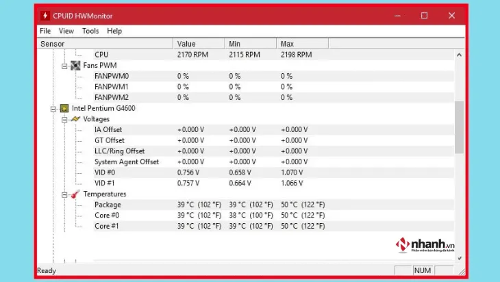 Phần mềm đo nhiệt độ laptop Cpuid Hwmonitor