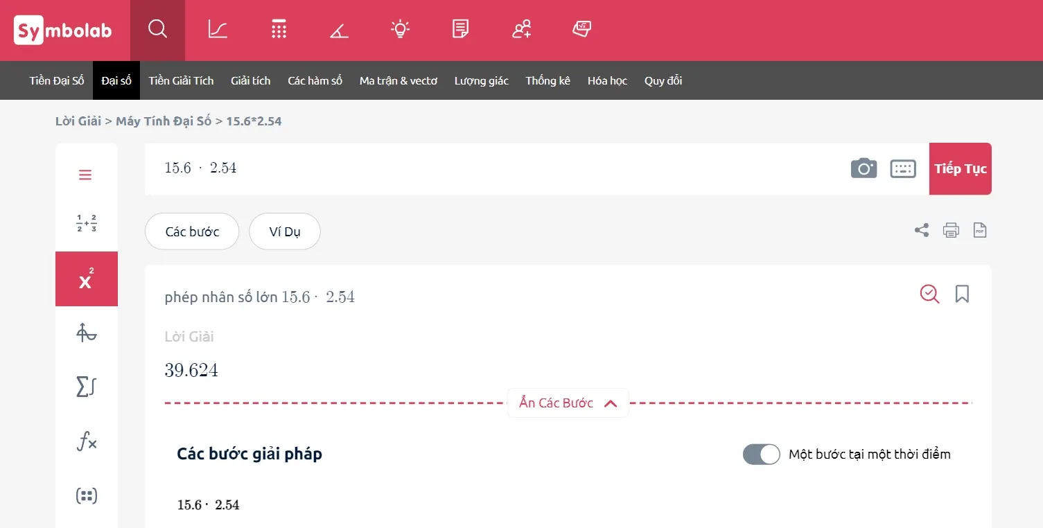Minh họa kết quả tính toán trên các ứng dụng toán học hiện đại