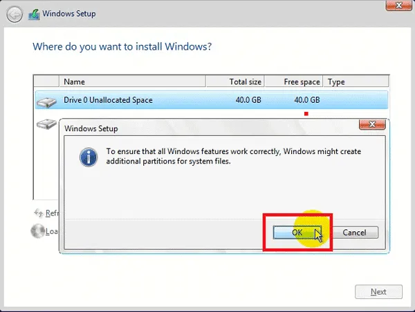 Đồng ý cho Windows tạo các phân vùng System Reserve - Hình 11