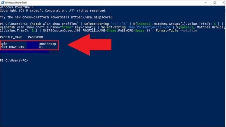 Kết quả PowerShell