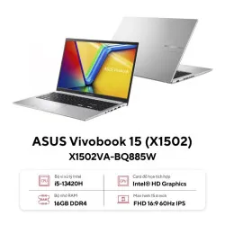 Laptop Asus Vivobook 15 X1502VA-BQ885W (Intel Core i5-13420H, RAM 16GB, SSD 512GB, Intel HD Graphics, Màn Hình 15.6 inch FullHD IPS, Windows 11, Màu Bạc)