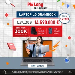 Laptop LG Grambook 15U50T-G.AV56A5 (Intel Core i5 1334U, RAM 16GB, SSD 512GB, Intel Iris Xe Graphics, Màn Hình 15.6 inch FullHD, Windows 11 Home, Màu Bạc)