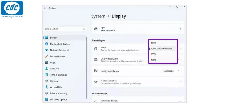 Chỉnh tỷ lệ Scale phù hợp với mắt người dùng