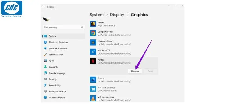 Tùy chỉnh Options cho từng ứng dụng bị nhòe chữ