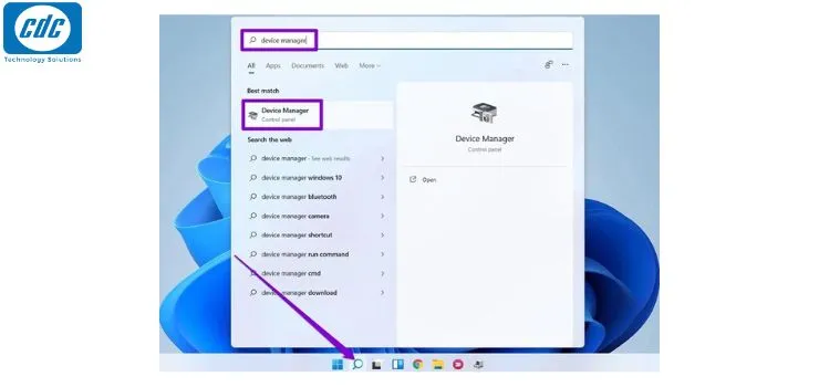 Mở trình quản lý thiết bị Device Manager