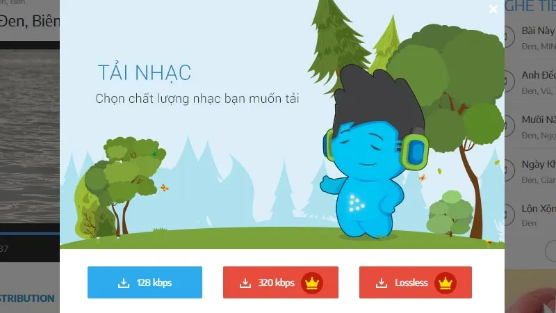 Lá»±a chá» n cháº¥t lÆ°á»£ng nháº¡c muá»‘n táº£i