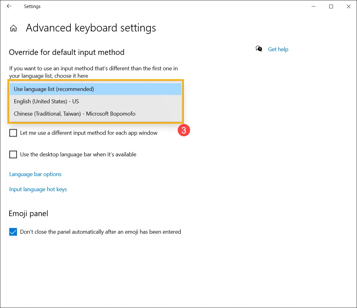 Thiết lập mặc định cho bàn phím Windows 10