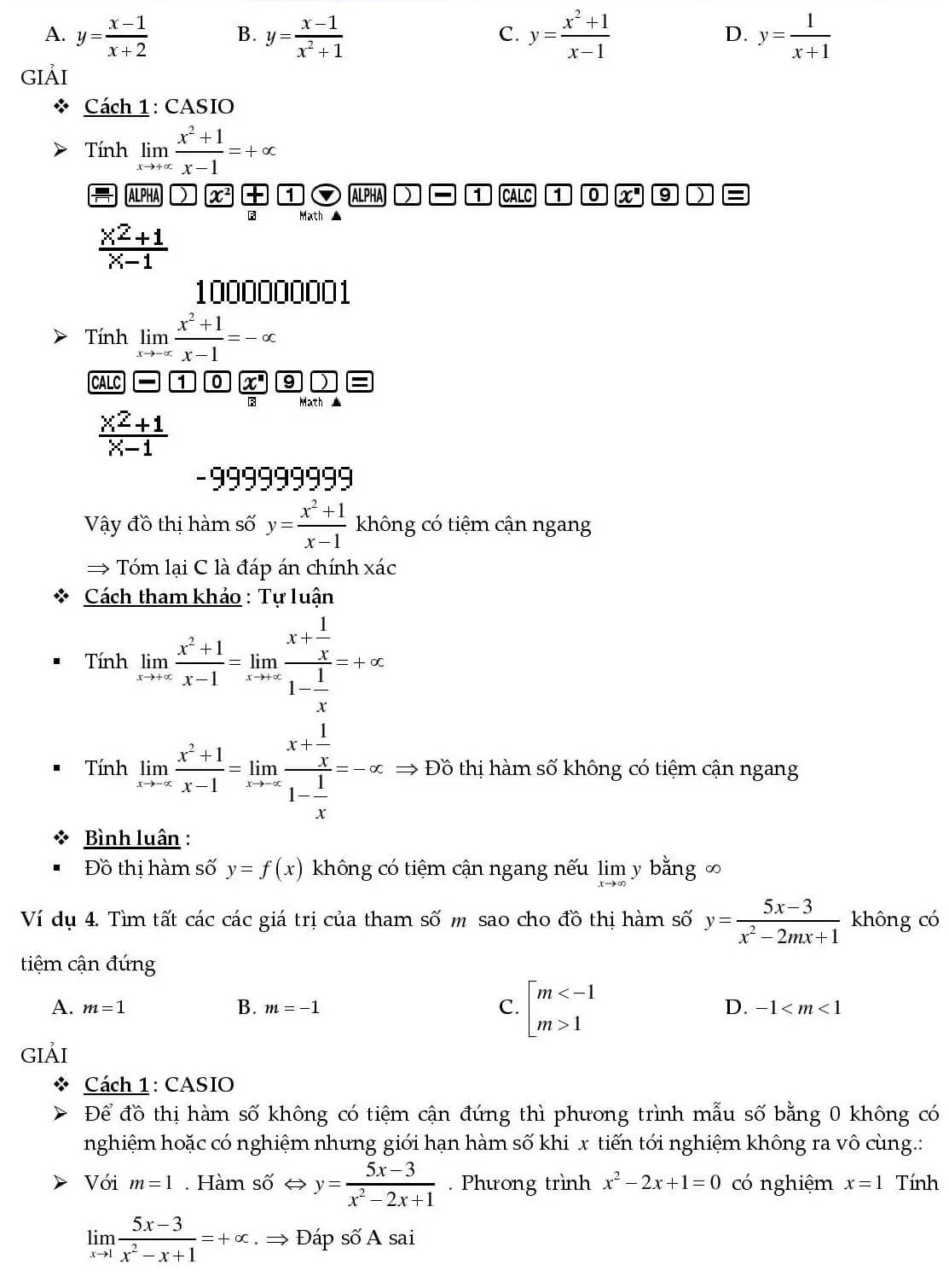 Kết quả hiển thị trên màn hình giúp xác định nhanh đường tiệm cận ngang