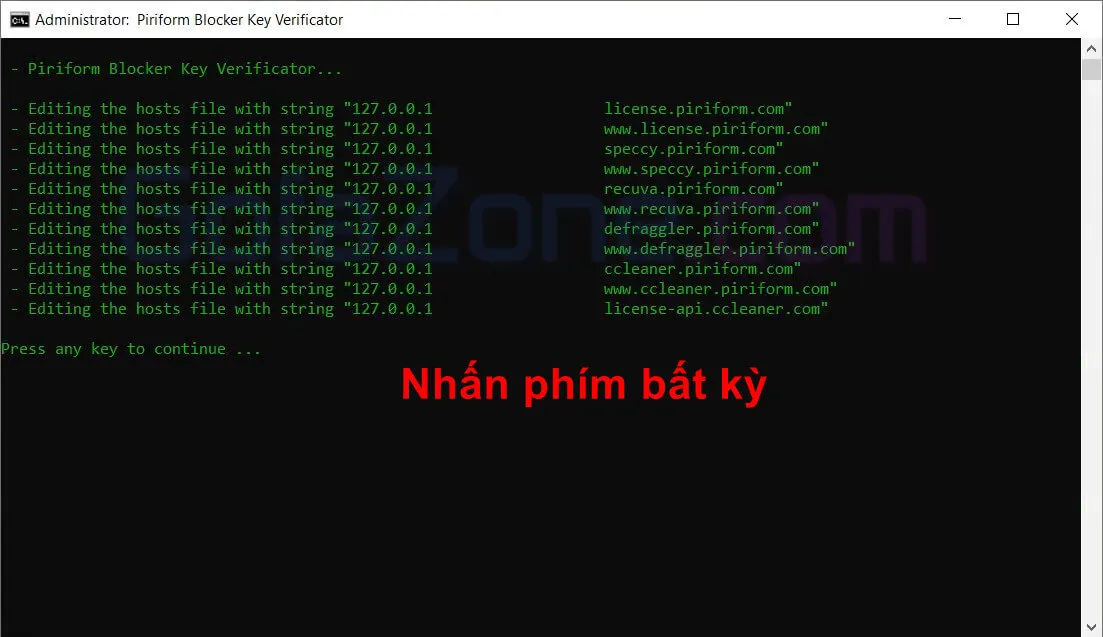 Xác nhận thực hiện lệnh trong CMD
