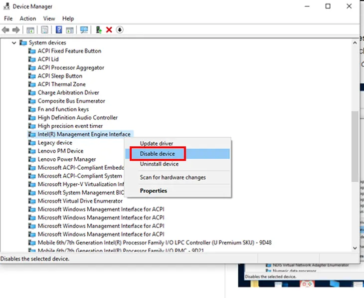Vô hiệu hóa Intel Management Engine Interface trong Device Manager