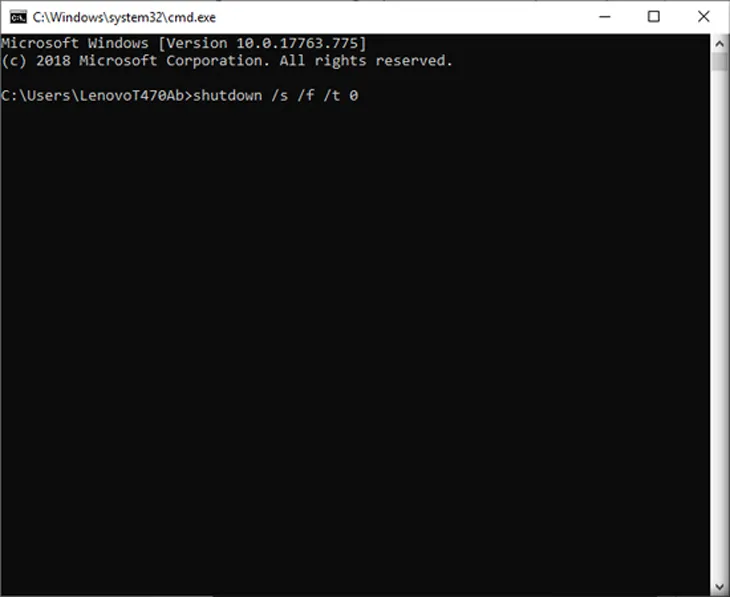 Sử dụng lệnh shutdown trong Command Prompt