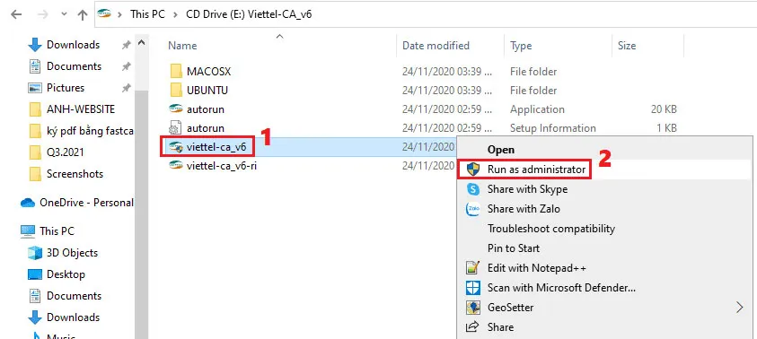 Hướng dẫn cài đặt CKS viettel