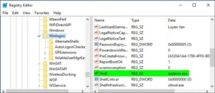 Điều hướng đến tệp explorer.exe trong Registry