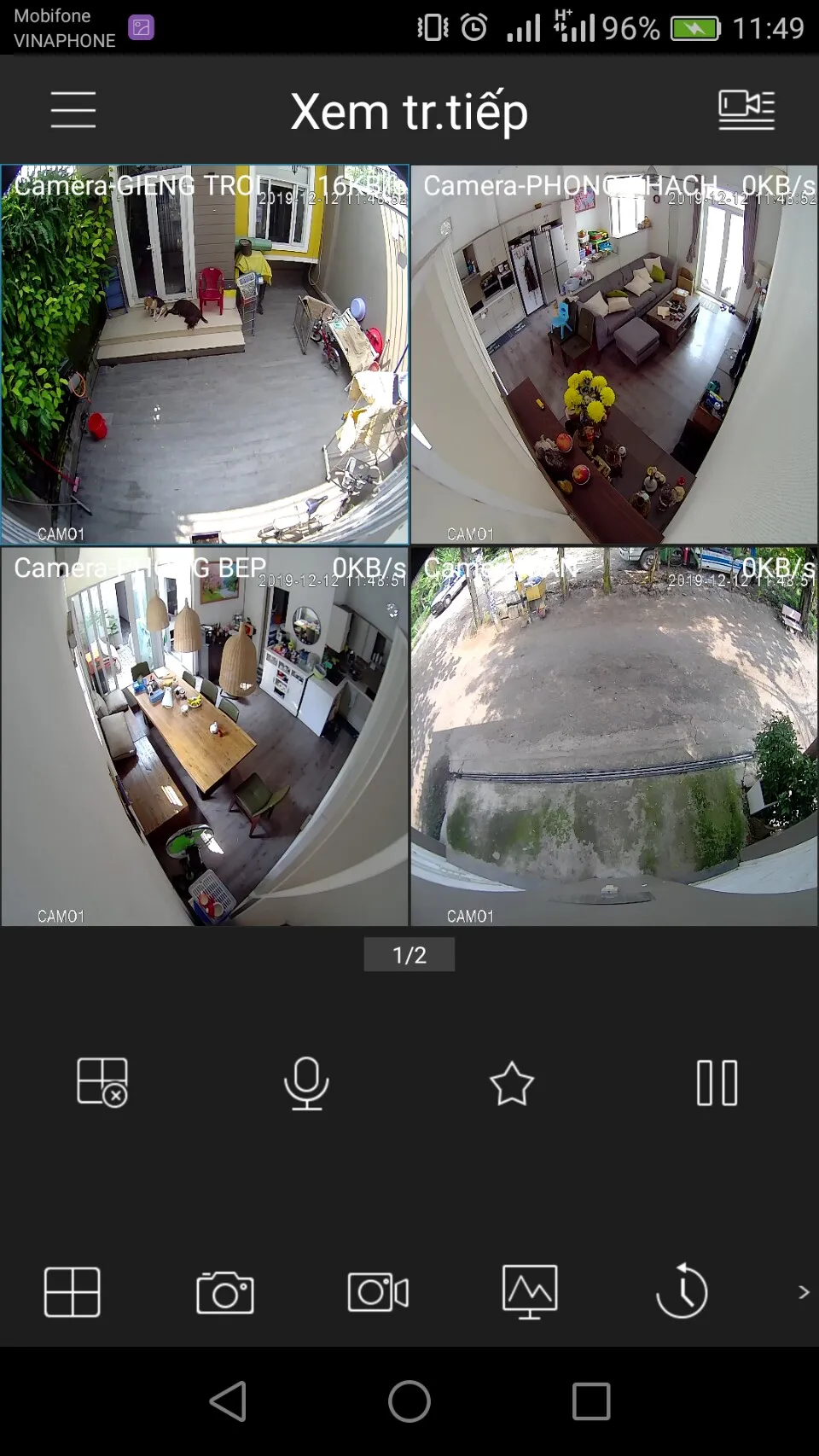 Màn hình hiển thị camera đang xem trực tiếp với độ nét cao