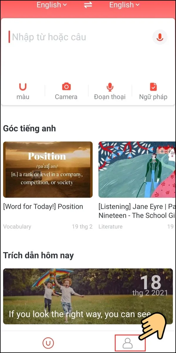 Chá»n hình ngÆ°á»i á»Ÿ dÆ°á»›i góc pháº£i màn hình. 