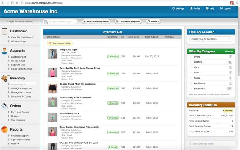 Giao diện SalesBinder