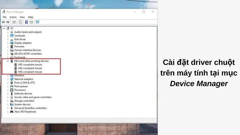 Cài đặt lại driver khi cắm chuột vào máy tính không nhận