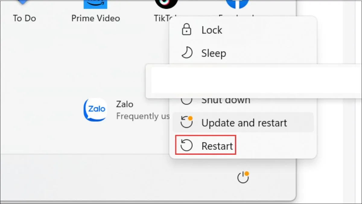 Khởi động lại máy tính