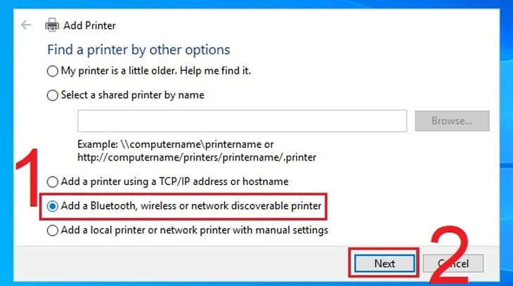 Tìm kiếm máy in qua mạng WiFi tự động