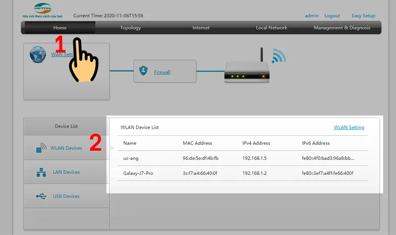 danh sách thiết bị đang dùng Wi-Fi