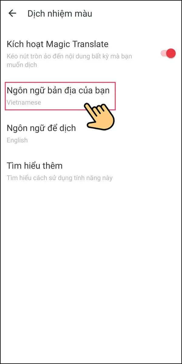 Táº¡m má»¥c Ngôn ngá»¯ báº£n Ä‘á»‹a cá»§a báº¡n. Lá»±a chá»n Tiáº¿ng Viá»‡t.